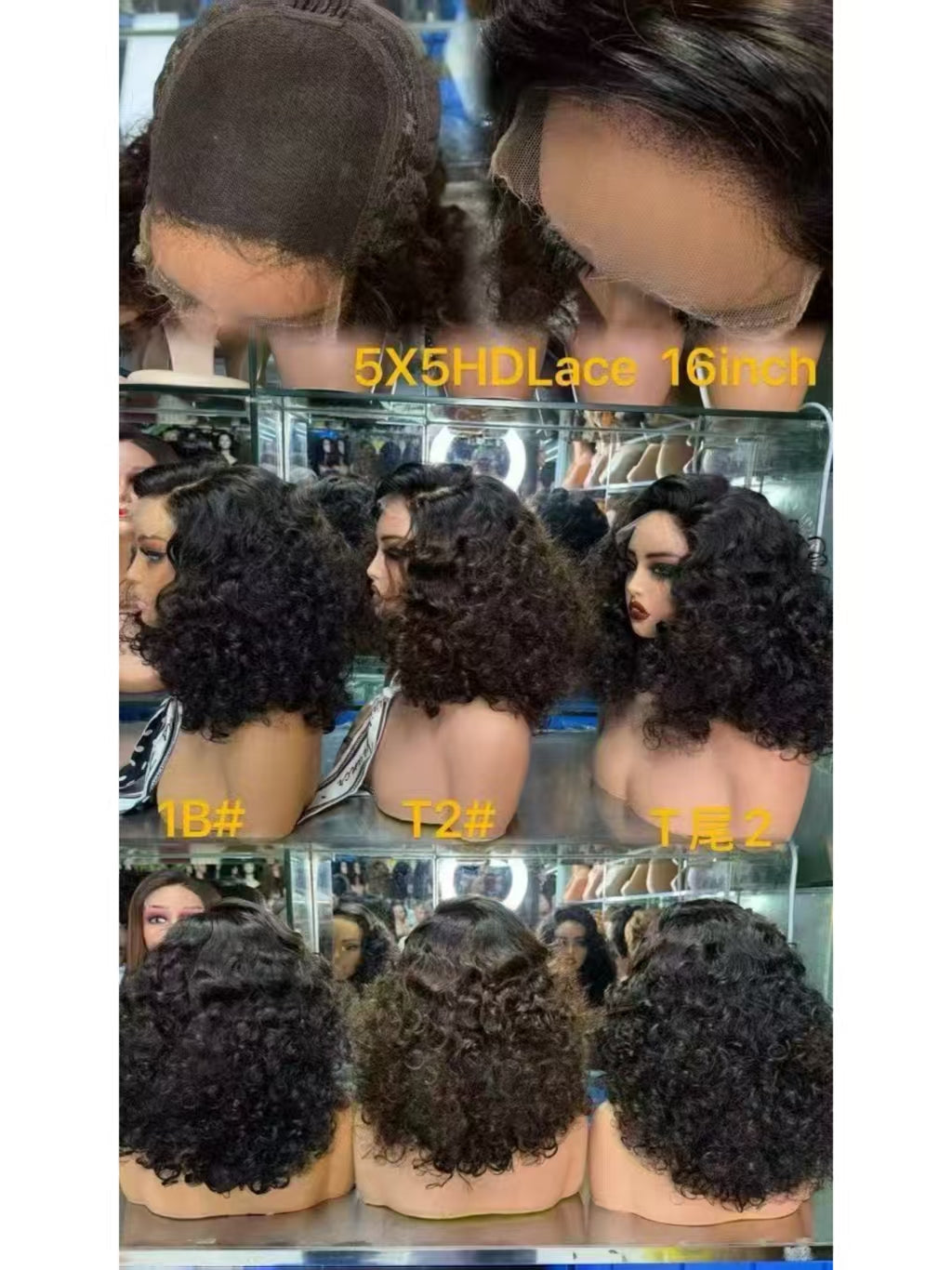 100% Virgin Remy Human Hair 5x5 HD Lace Bouncy Barrel Curl Wig - 16 Inch
