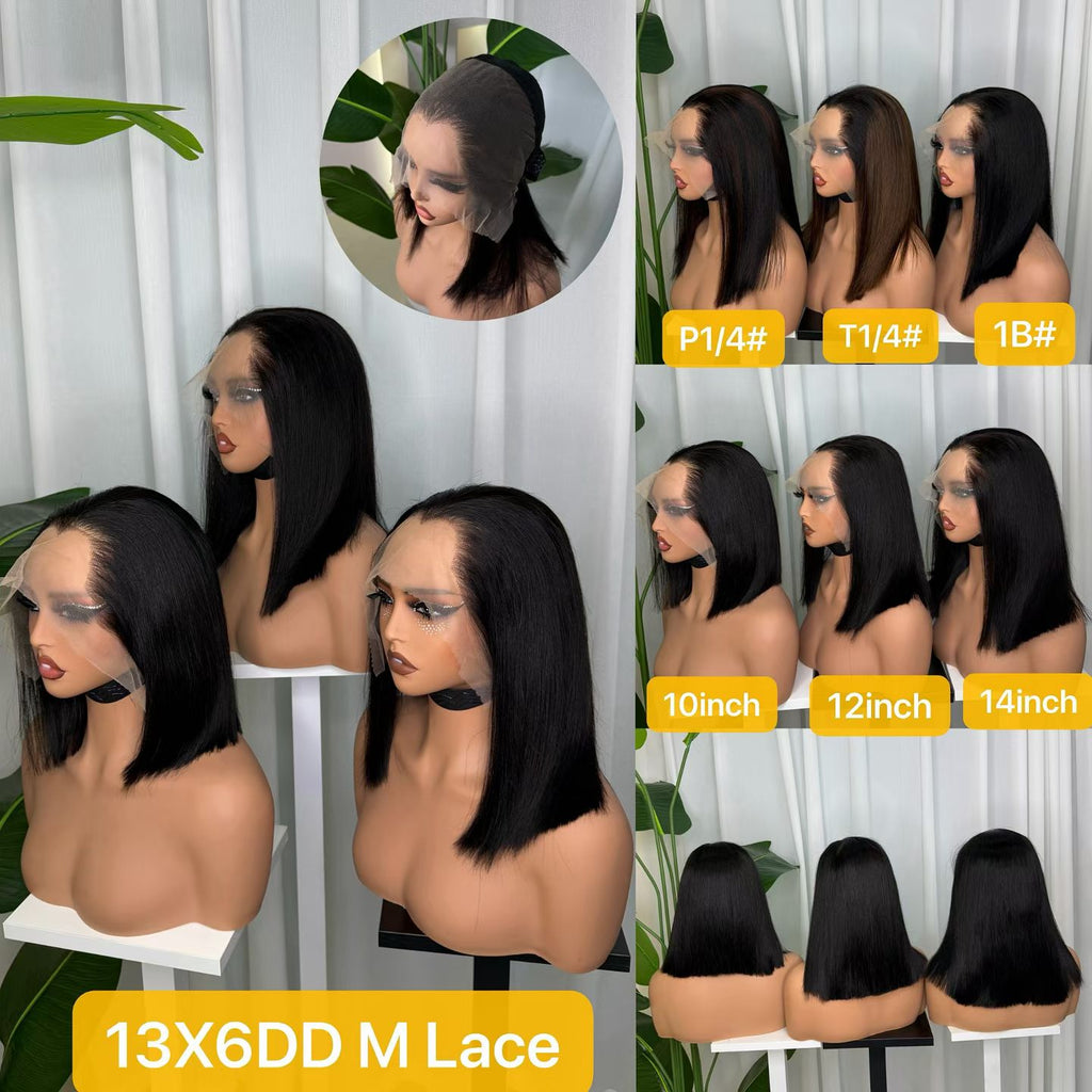 13x6 M Lagos Frontal Straight Bob Wig - Double Drawn 100% Virgin Remy Human Hair