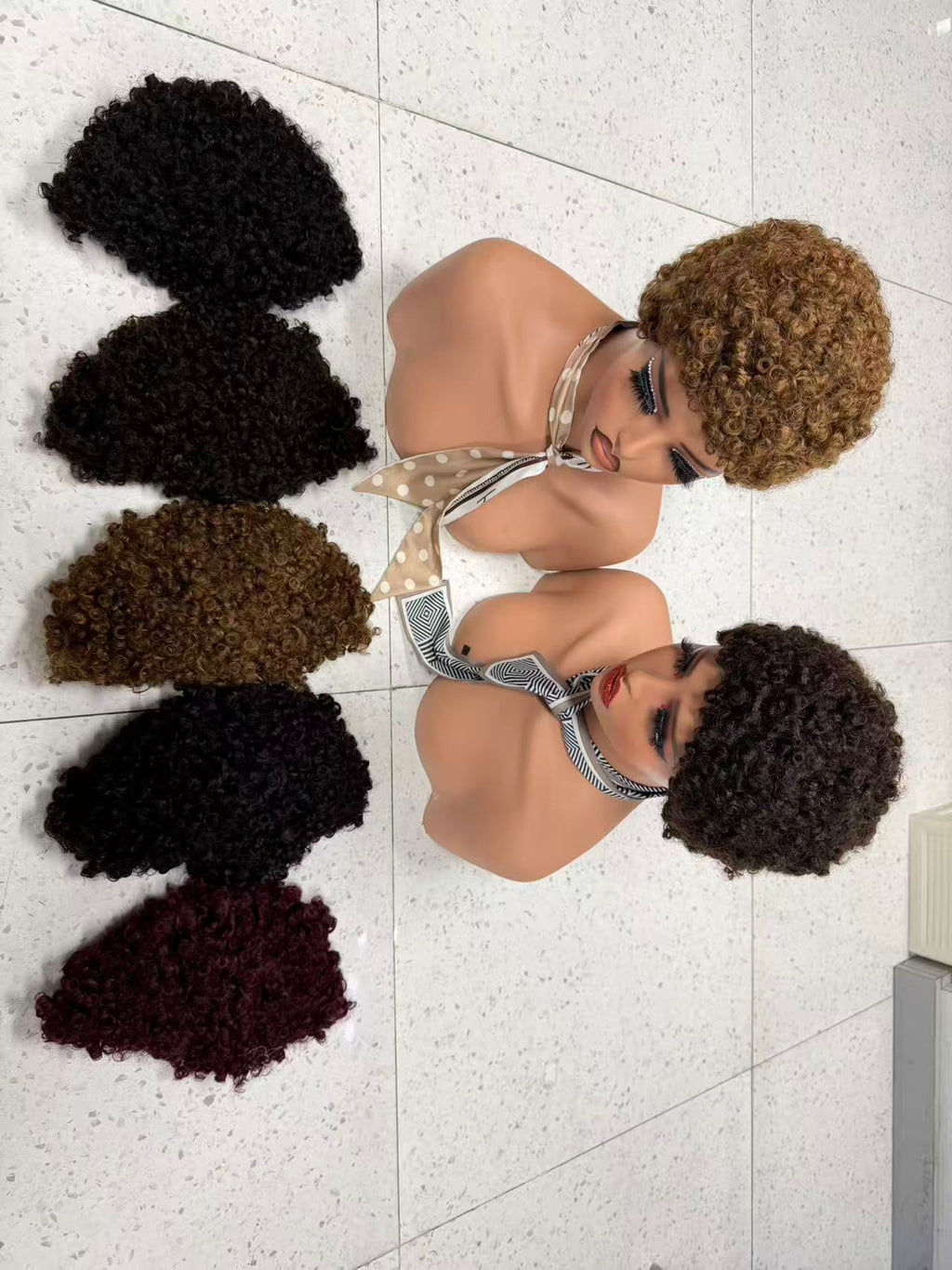 High Density Short Curly Pixie Cut Wig - 125g 100% Virgin Remy Human Hair (Lamb Wool Curls)