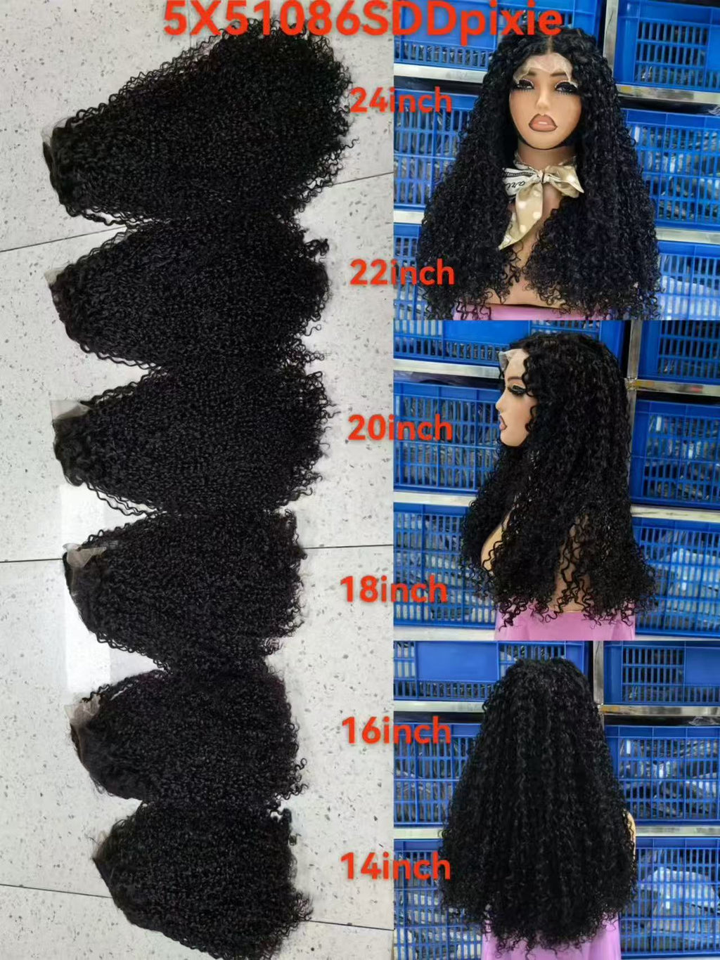 5x5 Lace Closure Super Double Drawn (SDD) Pixie Curl Wig 100% Virgin Human Hair