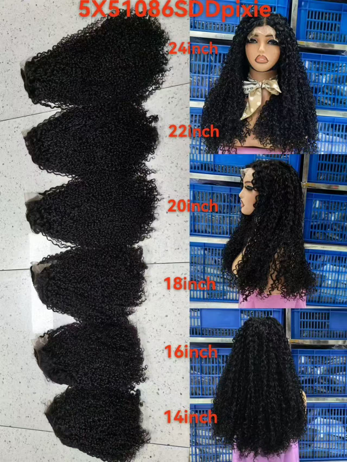 5x5 Lace Closure Super Double Drawn (SDD) Pixie Curl Wig 100% Virgin Human Hair