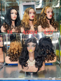 100% Virgin Human Hair 22-Inch Bouncy Curl Wig - Voluminous Long Wave