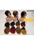 100% Human Hair 4x4 Lace Closure Short Wavy Pixie Cut Wig - 4X4PX-011
