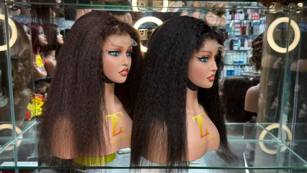 5x5 Lace Closure Kinky Straight Human Hair Wig - 100% Virgin Hair