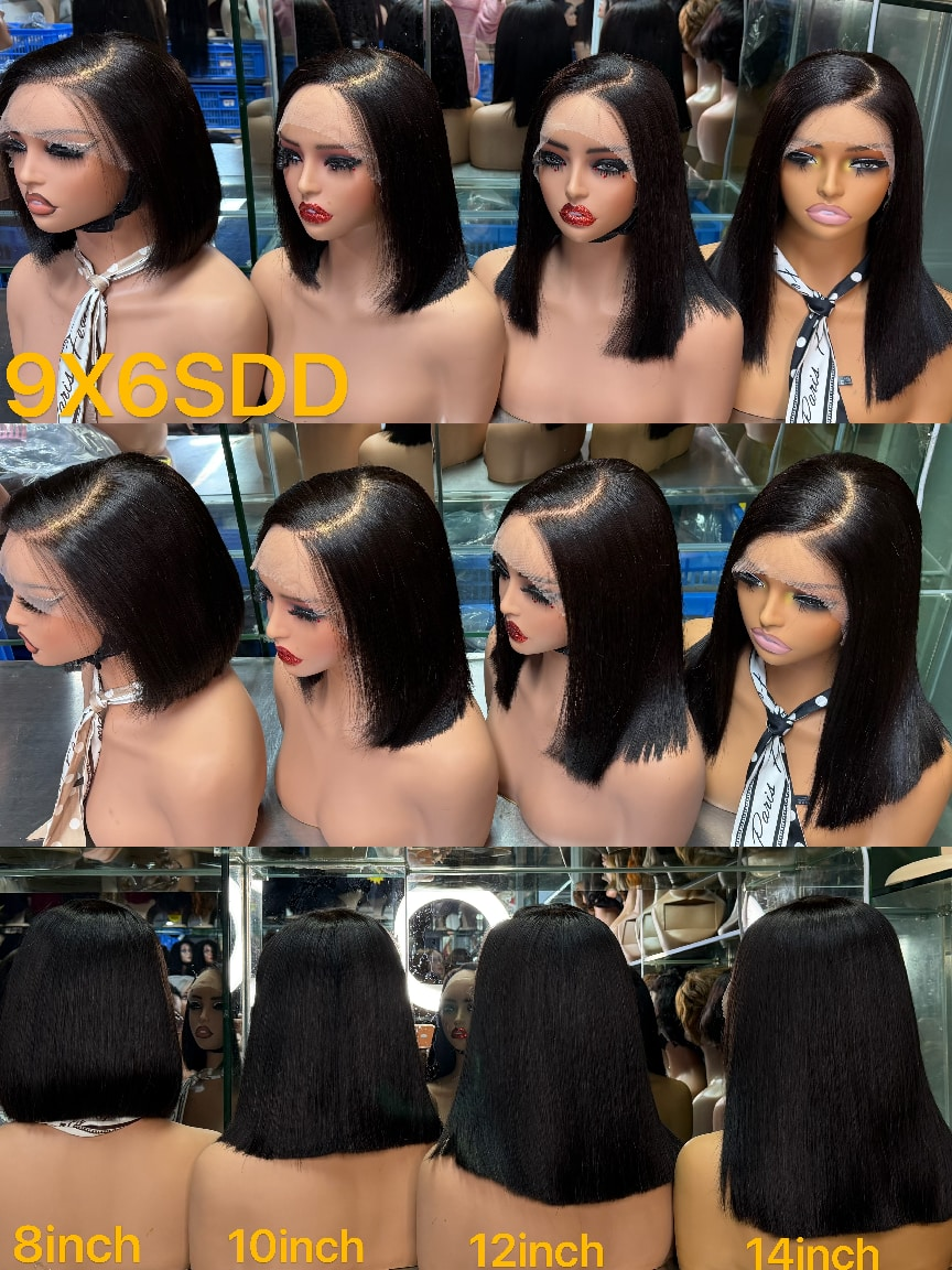 9x6 Lace Closure Super Double Drawn (SDD) Straight Bob Wig - 100% Virgin Remy Human Hair