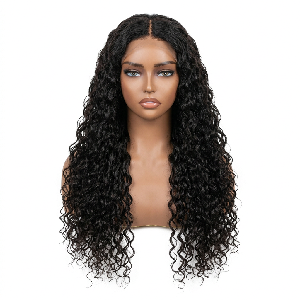 1B# Natural Black 24 Inch Water Wave Wig