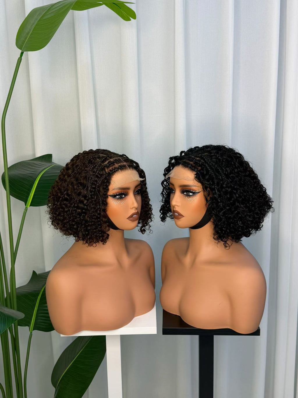 100% Human Hair 4x4 Lace Closure Braided Jerry Curly Bob Wig - JC Braids Bob