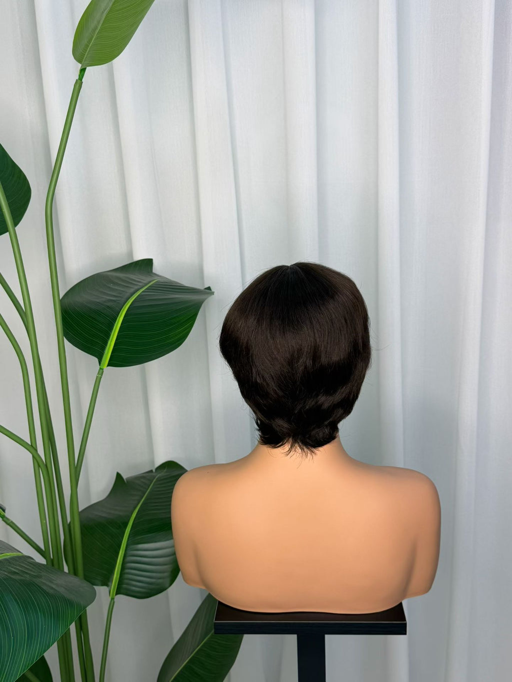 Short Human Hair Wig with Bangs, 100% Human Hair Wig
