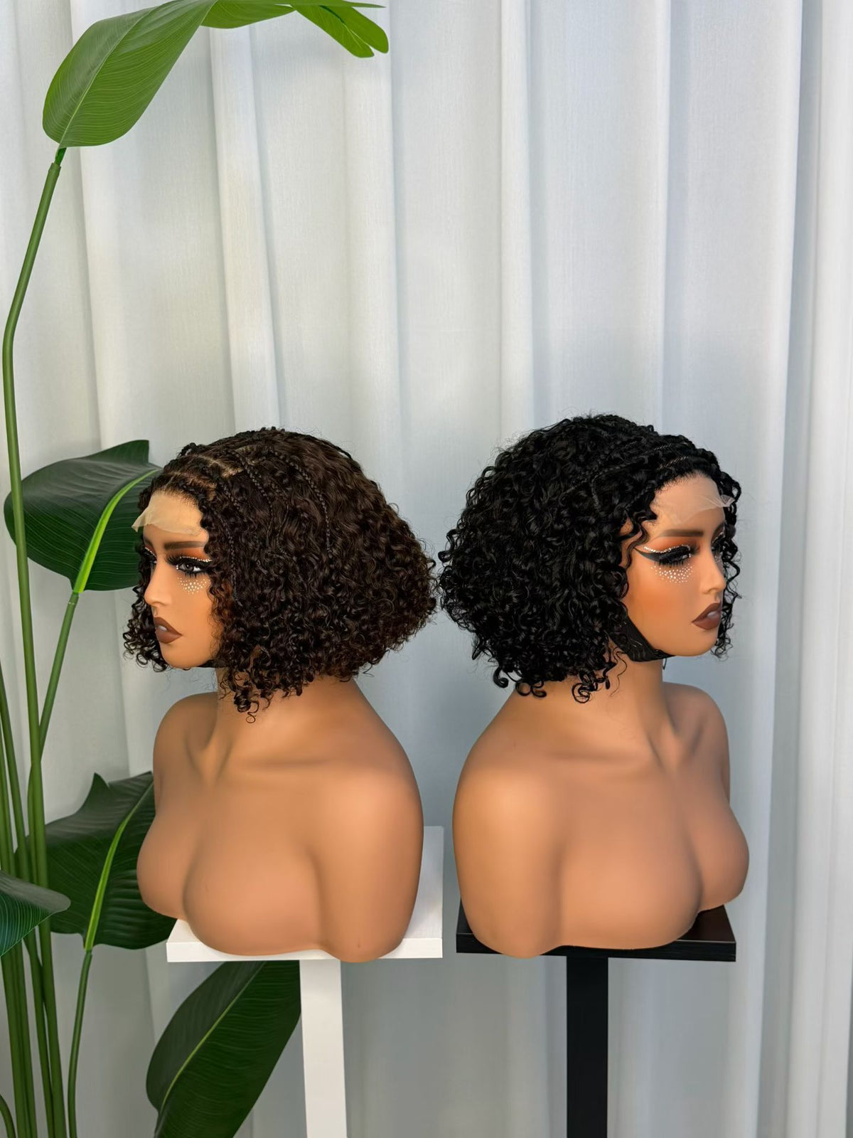 100% Human Hair 4x4 Lace Closure Braided Jerry Curly Bob Wig - JC Braids Bob