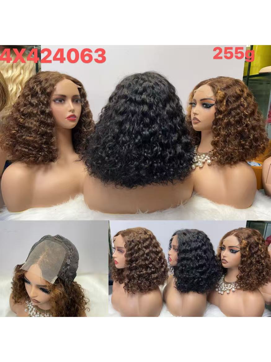 4x4 Lace Closure Short Curly Bob Wig - 255g Heavy Density 100% Virgin Human Hair