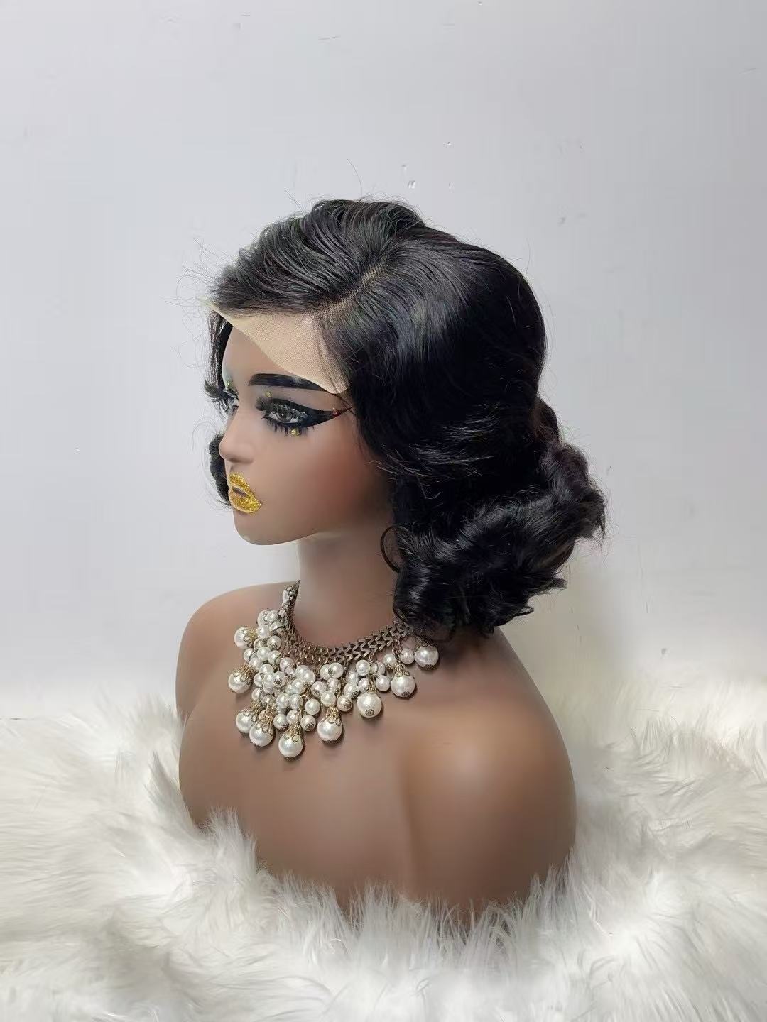 5x5 Lace Closure Hand-Curled Bouncy Wave Wig - Heavy Density 100% Virgin Hair