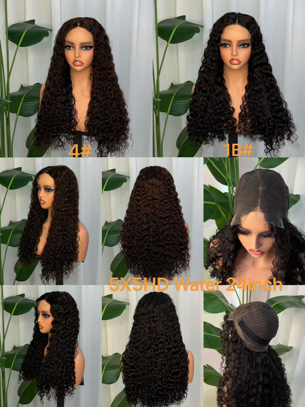5x5 HD Lace Closure Water Wave Wig 24" 100% Virgin Human Hair