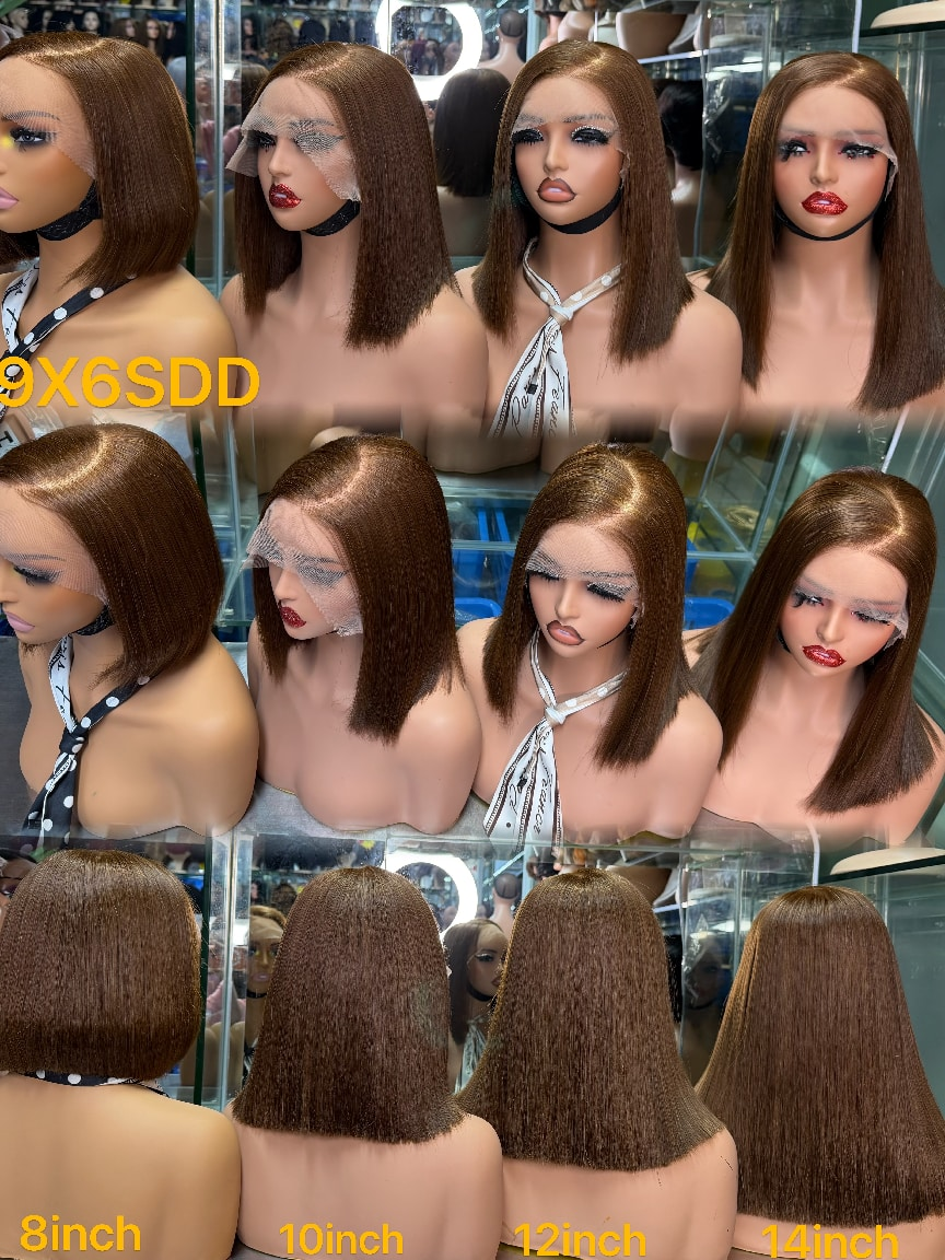 9x6 Lace Closure Super Double Drawn (SDD) Straight Bob Wig - 100% Virgin Remy Human Hair