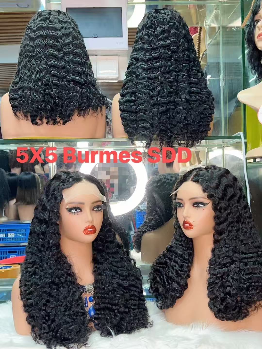 5x5 Lace Closure Burmese Curly Human Hair Wig - 100% Virgin Hair
