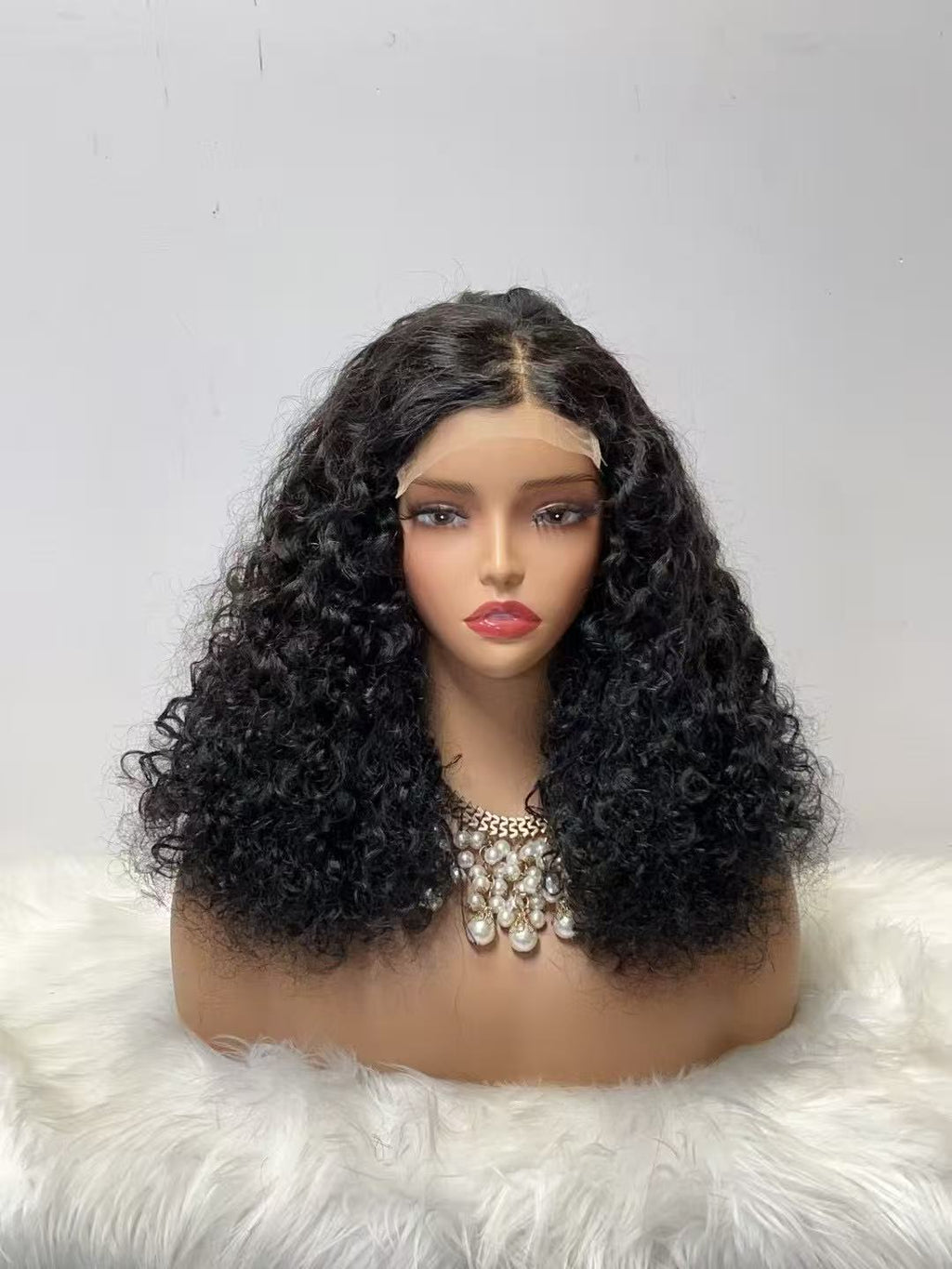 5x5 Lace Closure Roman Curl Wig - 100% Virgin Human Hair Bouncy Deep Wave (#088 Highlight & Natural Black)