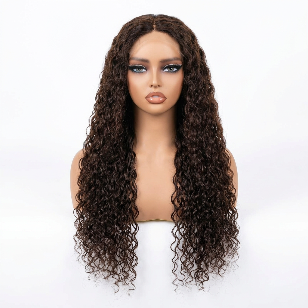 4# Chocolate Brown 24 Inch Water Wave Wig