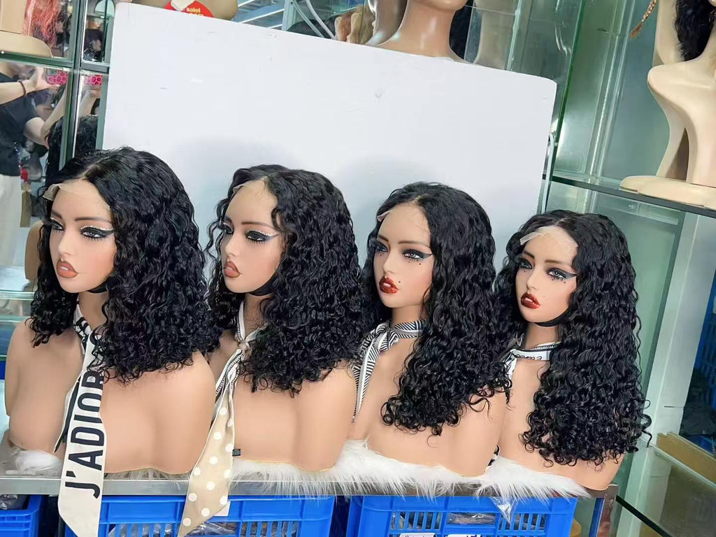 5x5 Lace Closure Water Wave Short Curly Bob Wig - 100% Virgin Human Hair