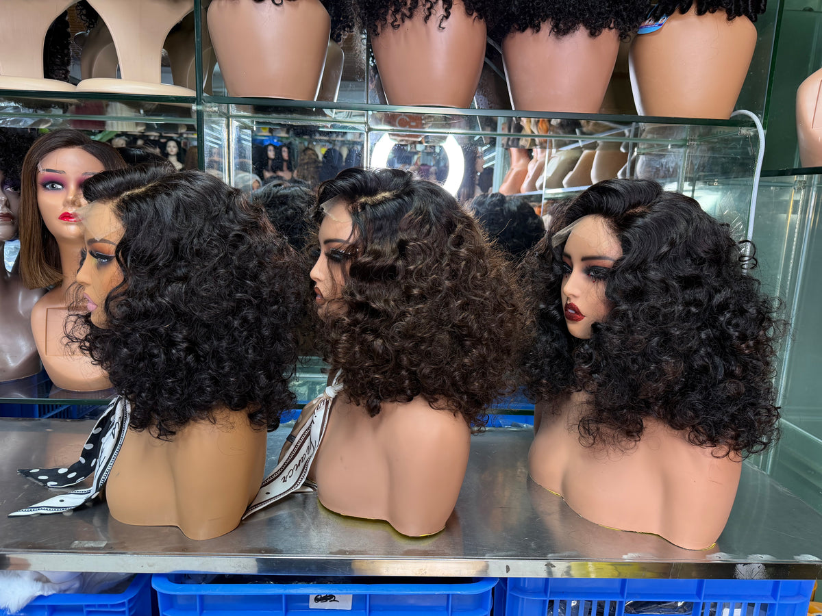 100% Virgin Remy Human Hair 5x5 HD Lace Bouncy Barrel Curl Wig - 16 Inch