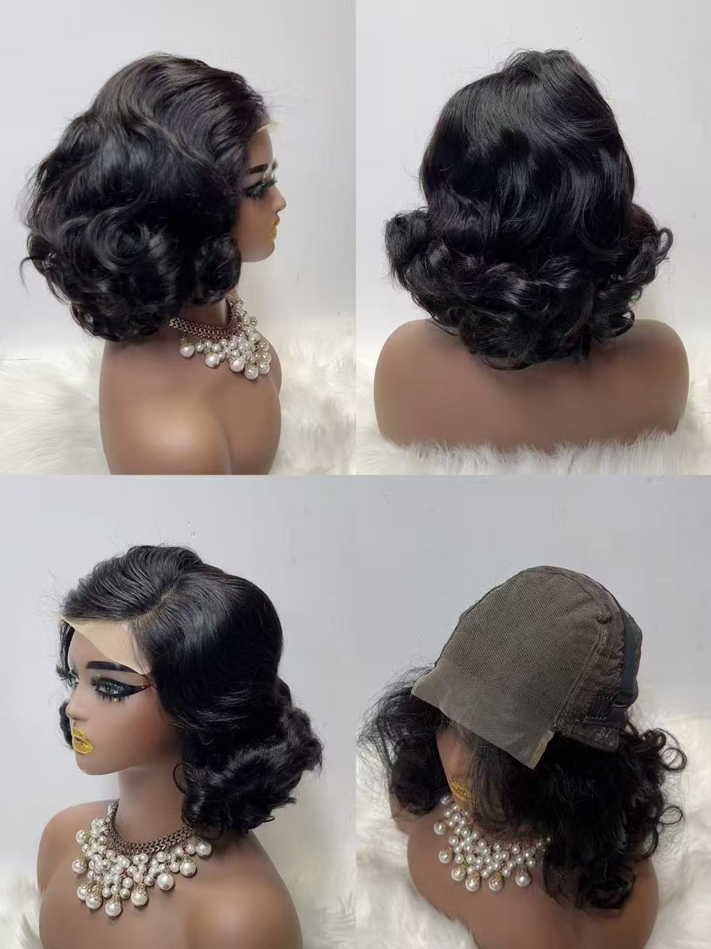5x5 Lace Closure Hand-Curled Bouncy Wave Wig - Heavy Density 100% Virgin Hair