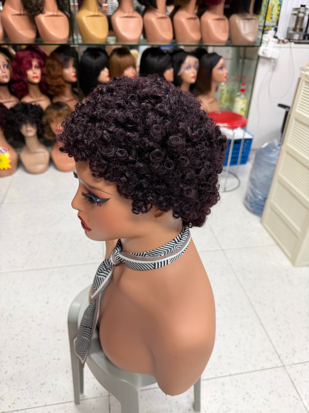 High Density Short Curly Pixie Cut Wig - 125g 100% Virgin Remy Human Hair (Lamb Wool Curls)