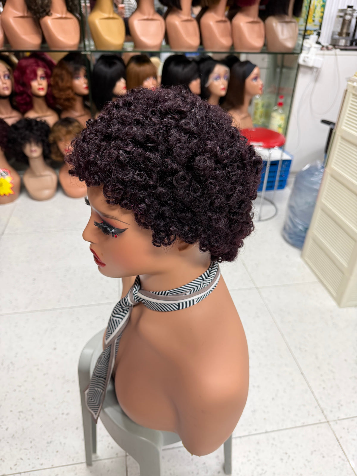 High Density Short Curly Pixie Cut Wig - 125g 100% Virgin Remy Human Hair (Lamb Wool Curls)