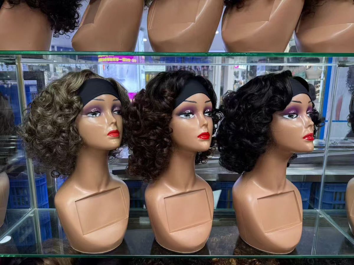 Silk Headband Curly Wig - 100% Virgin Human Hair