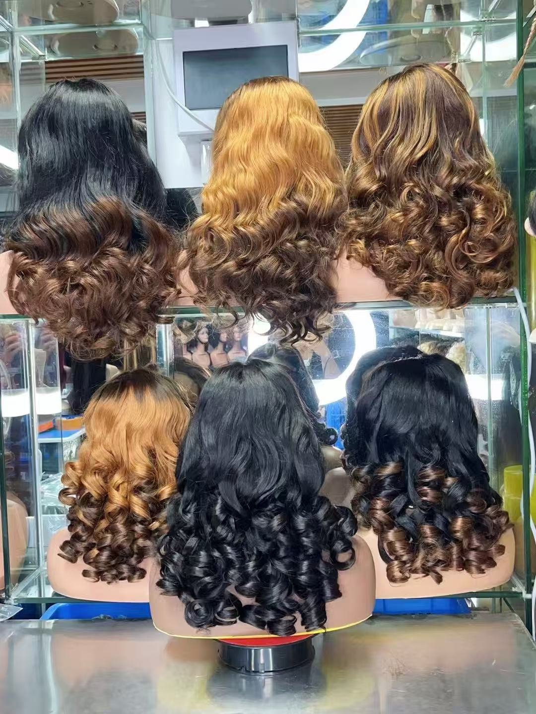 100% Virgin Human Hair 22-Inch Bouncy Curl Wig - Voluminous Long Wave