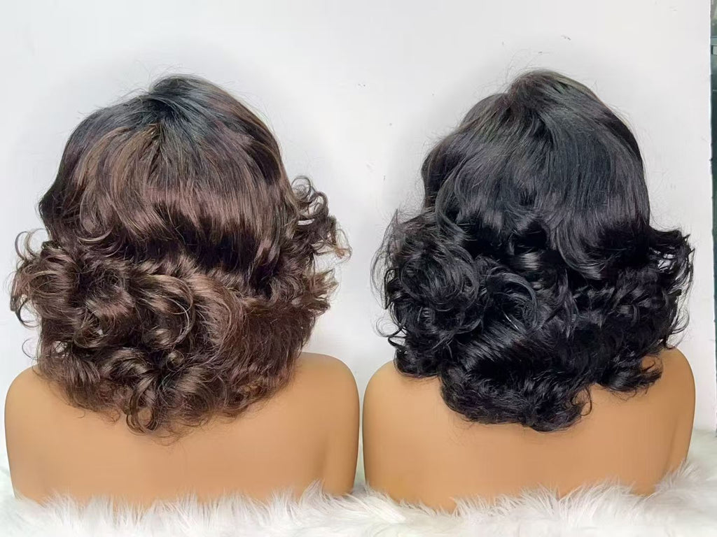 13x4 Lace Frontal 3C Bouncy Curl Bob Wig - 250g Heavy Density 100% Virgin Hair