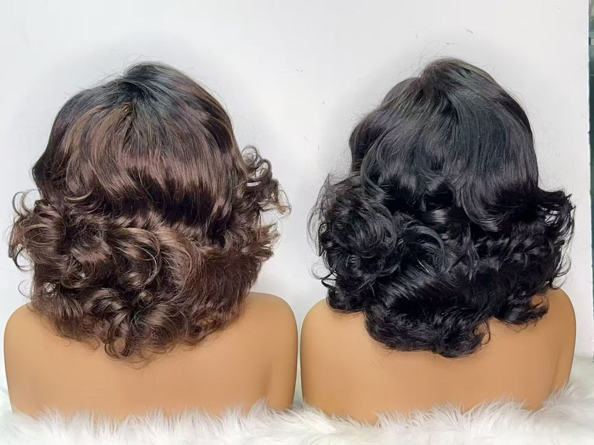 13x4 Lace Frontal 3C Bouncy Curl Bob Wig - 250g Heavy Density 100% Virgin Hair