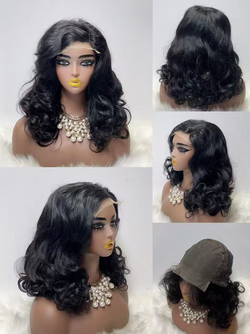 5x5 Lace Closure Hand-Curled Bouncy Wave Wig - Heavy Density 100% Virgin Hair