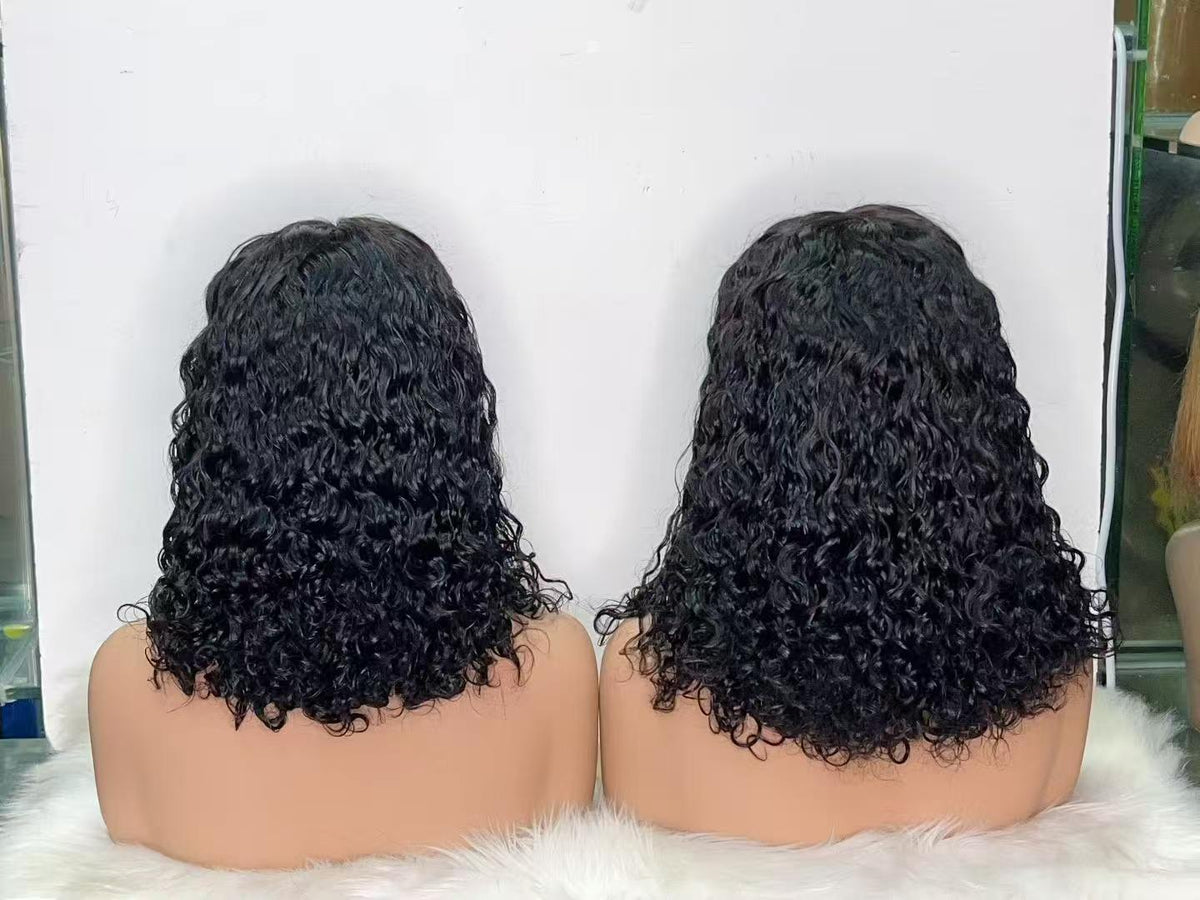 5x5 Lace Closure Water Wave Short Curly Bob Wig - 100% Virgin Human Hair