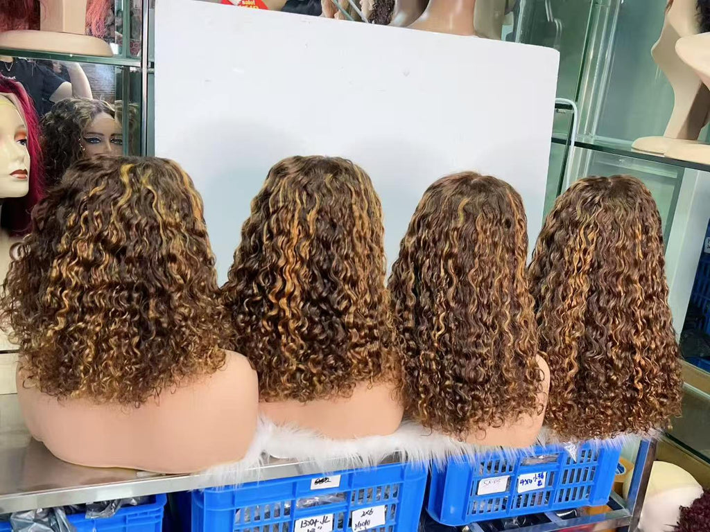 5x5 Lace Closure Water Wave Short Curly Bob Wig - 100% Virgin Human Hair