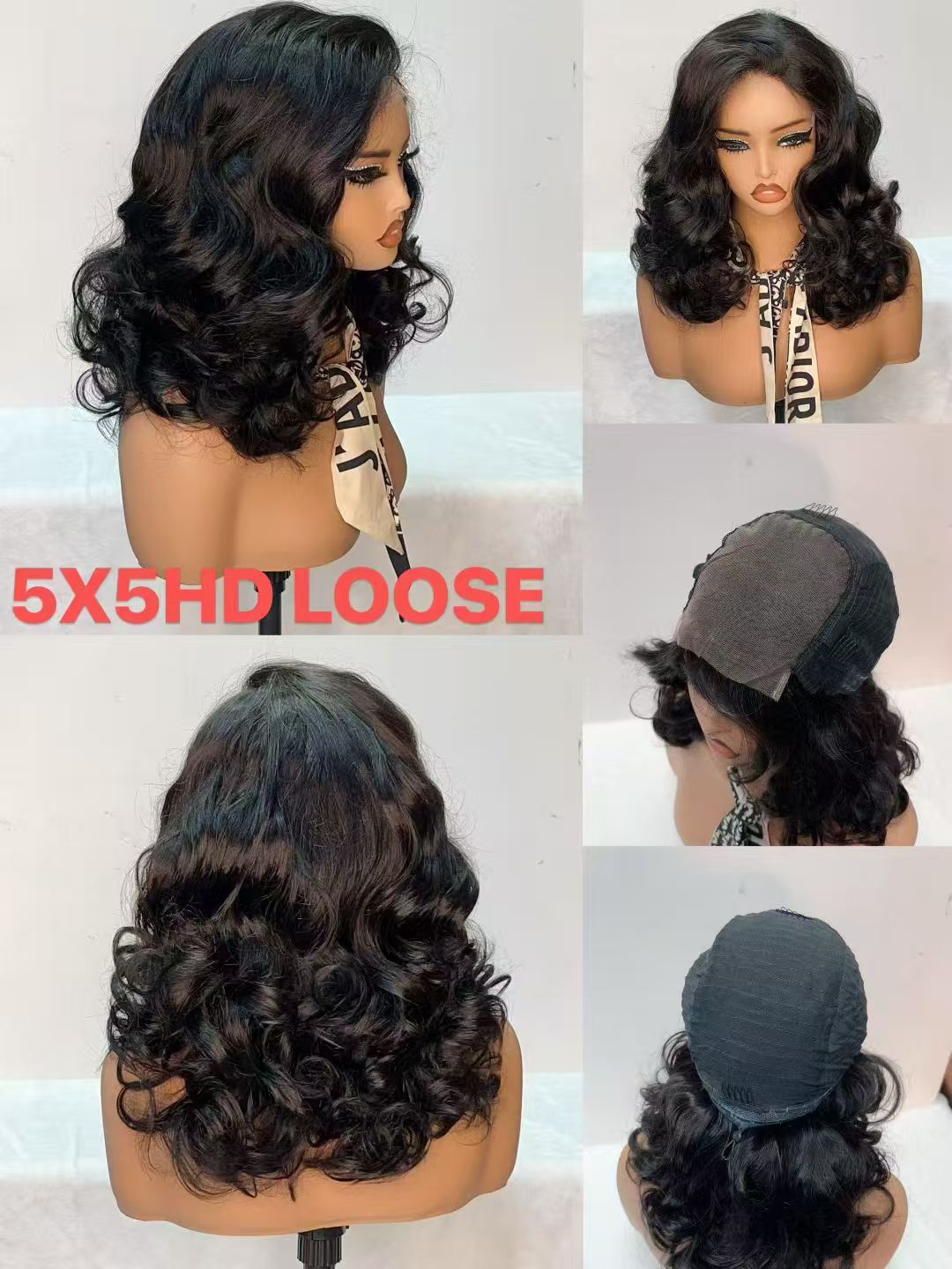 5x5 HD Lace Closure Loose Wave Curly Wig - 100% Virgin Remy Human Hair