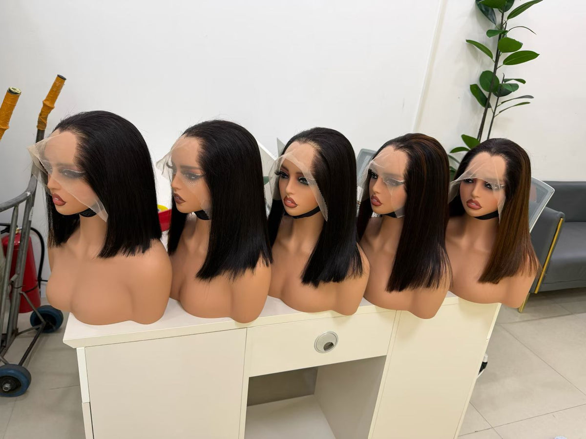 13x6 M Lagos Frontal Straight Bob Wig - Double Drawn 100% Virgin Remy Human Hair