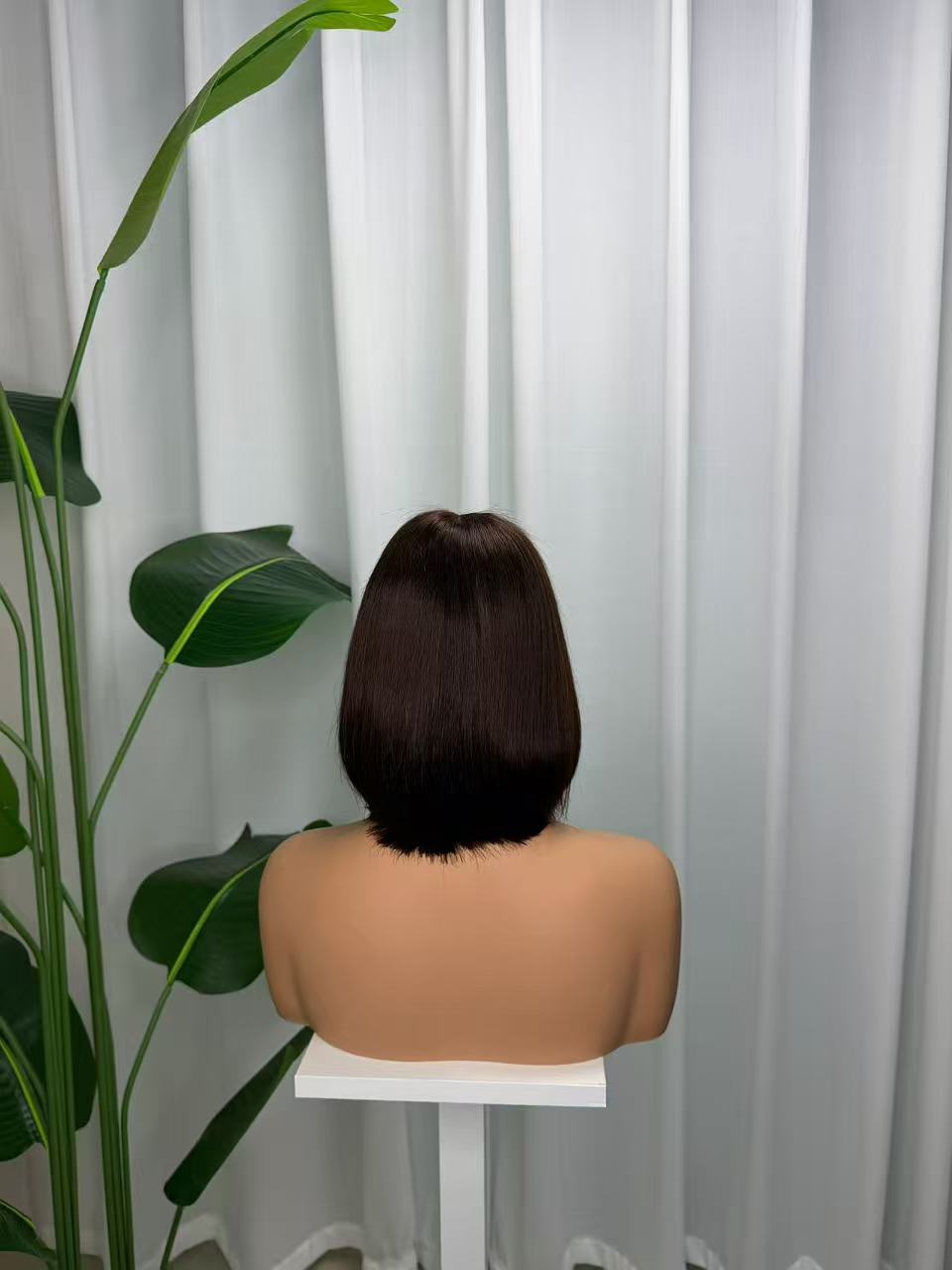 2x6 Lace Closure Straight Bob Wig with Bangs - 10 Inch 100% Virgin Remy Human Hair