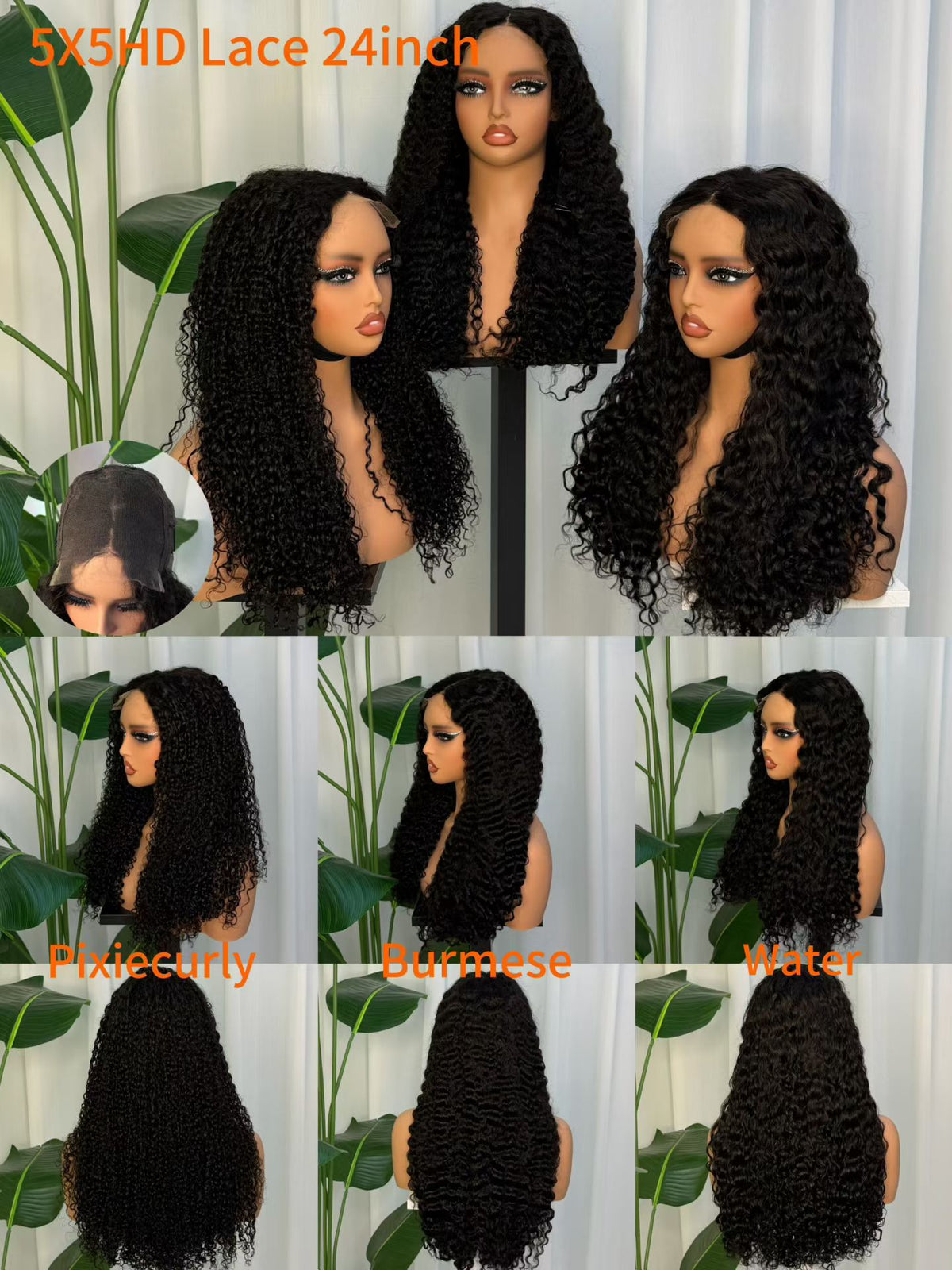 5x5 HD Lace Closure Curly Wig 24 Inch 100% Virgin Human Hair