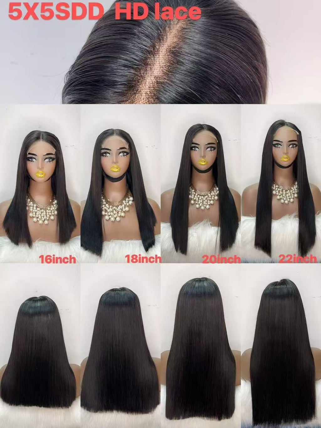 5x5 HD Lace Closure Super Double Drawn (SDD) Bone Straight Wig - 100% Virgin Remy Human Hair
