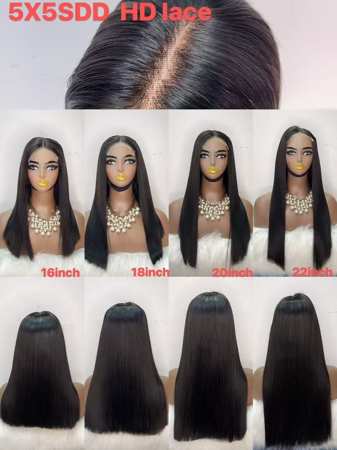 5x5 HD Lace Closure Super Double Drawn (SDD) Bone Straight Wig - 100% Virgin Remy Human Hair