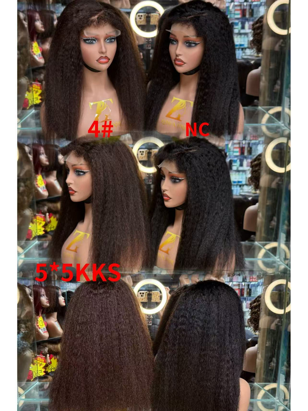 5x5 Lace Closure Kinky Straight Human Hair Wig - 100% Virgin Hair