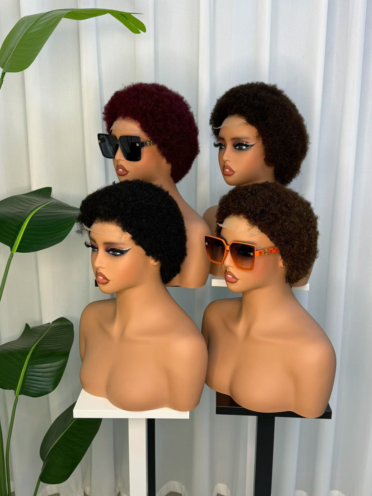 100% Human Hair Short Afro Kinky Curly 4x4 Lace Closure Wig - 905 Afro
