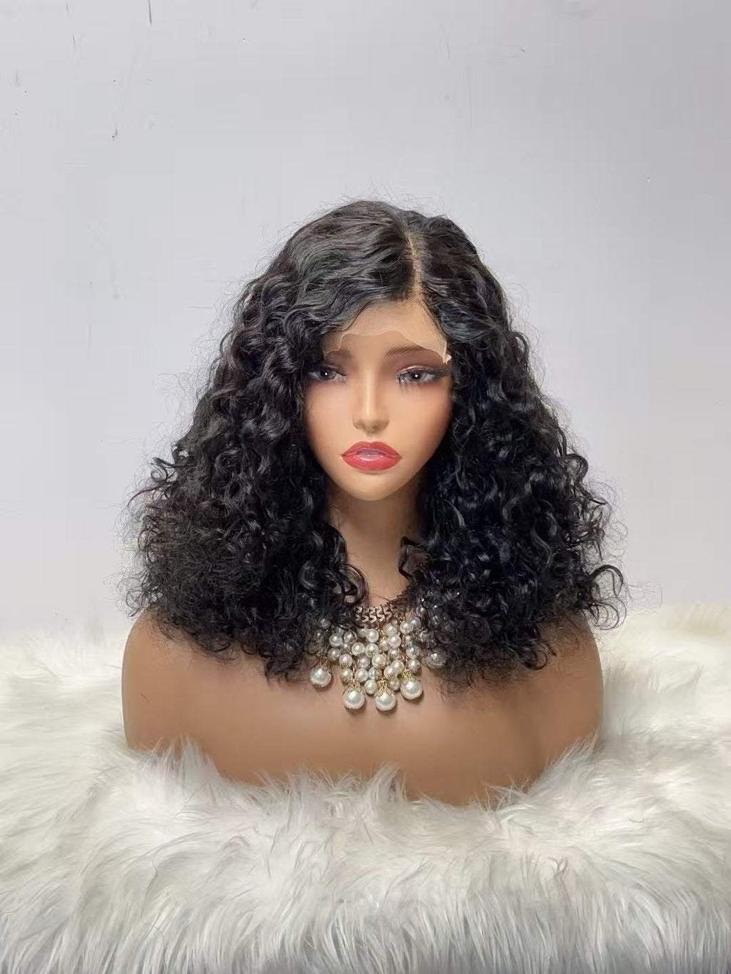 5x5 Lace Closure Roman Curl Wig - 100% Virgin Human Hair Bouncy Deep Wave (#088 Highlight & Natural Black)