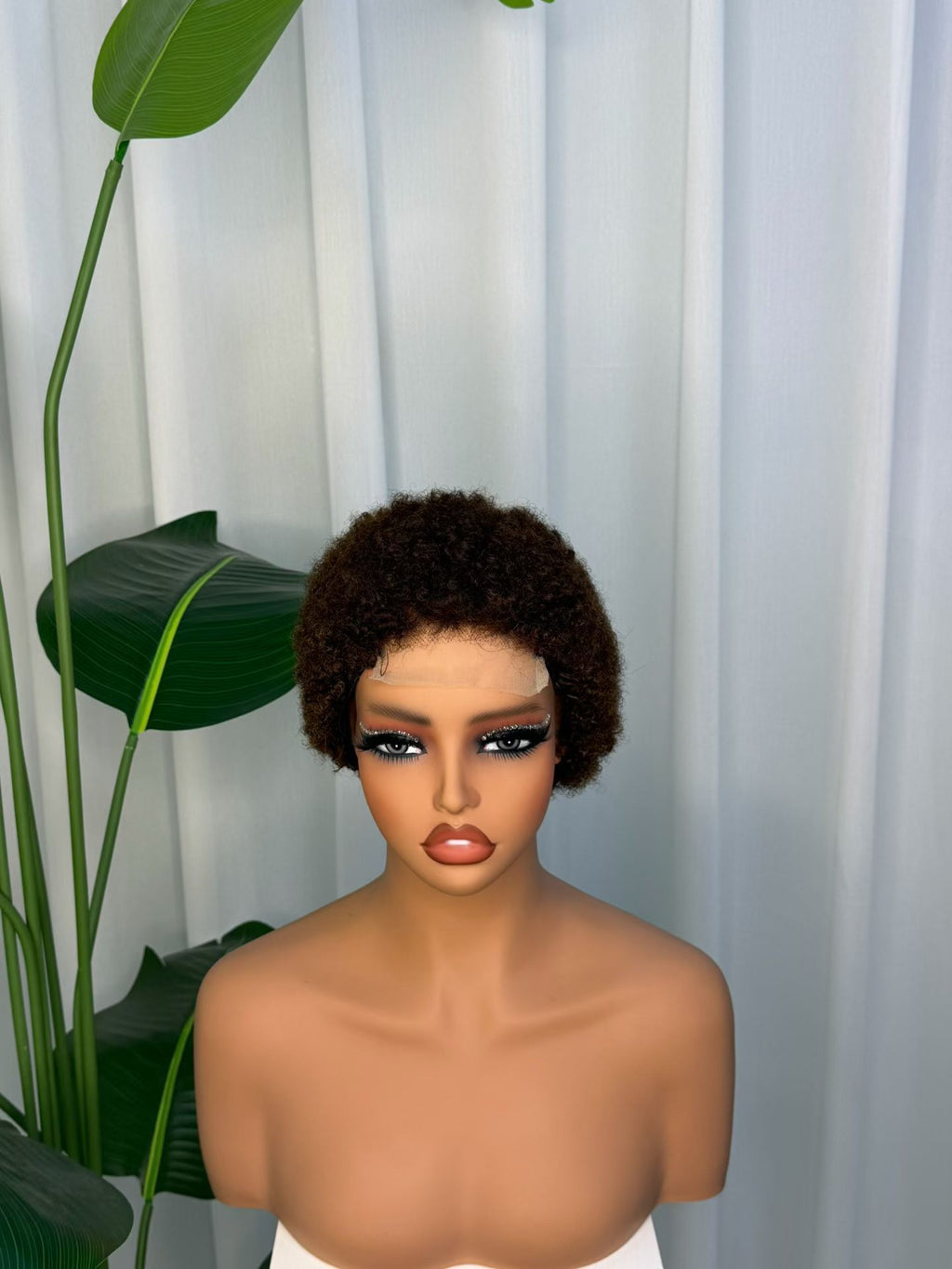 100% Human Hair Short Afro Kinky Curly 4x4 Lace Closure Wig - 905 Afro