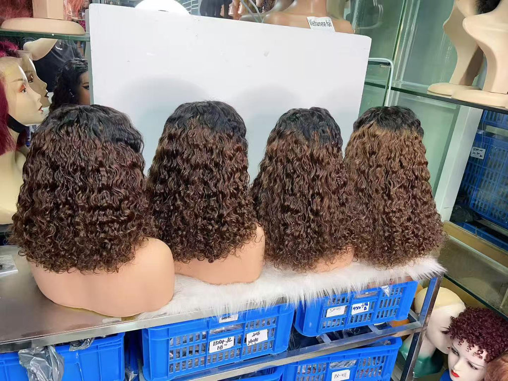 5x5 Lace Closure Water Wave Short Curly Bob Wig - 100% Virgin Human Hair