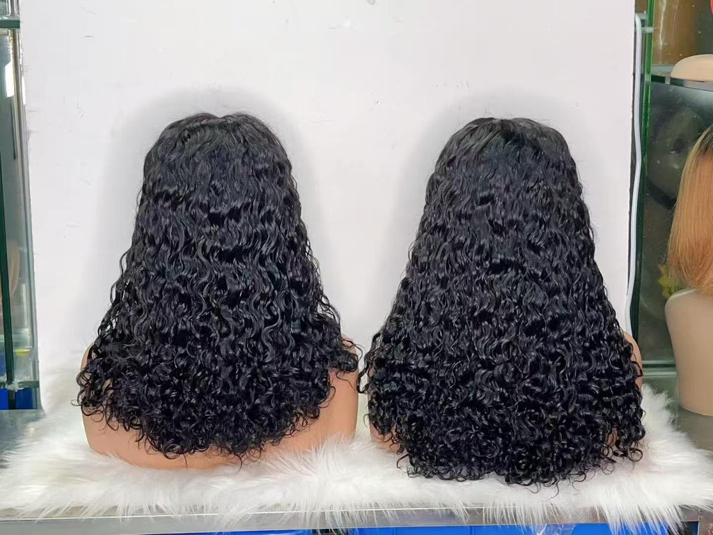 5x5 Lace Closure Water Wave Short Curly Bob Wig - 100% Virgin Human Hair