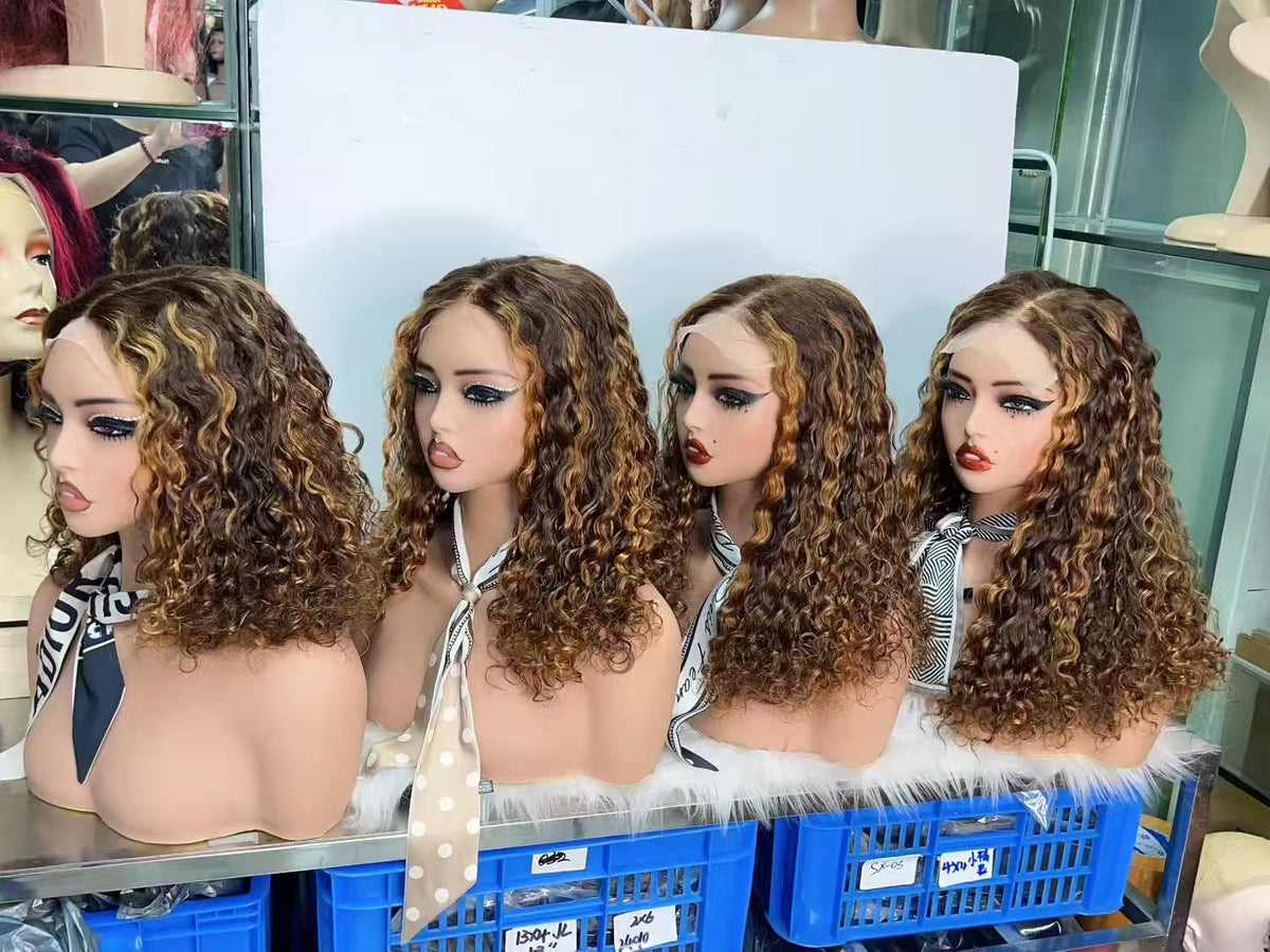 5x5 Lace Closure Water Wave Short Curly Bob Wig - 100% Virgin Human Hair