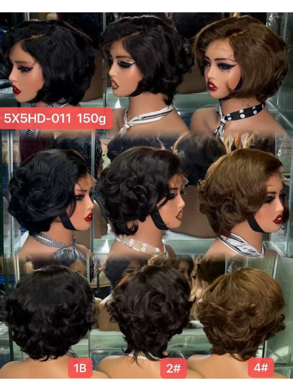 100% Virgin Remy Human Hair 5x5 HD Lace Short Pixie Bob Wig