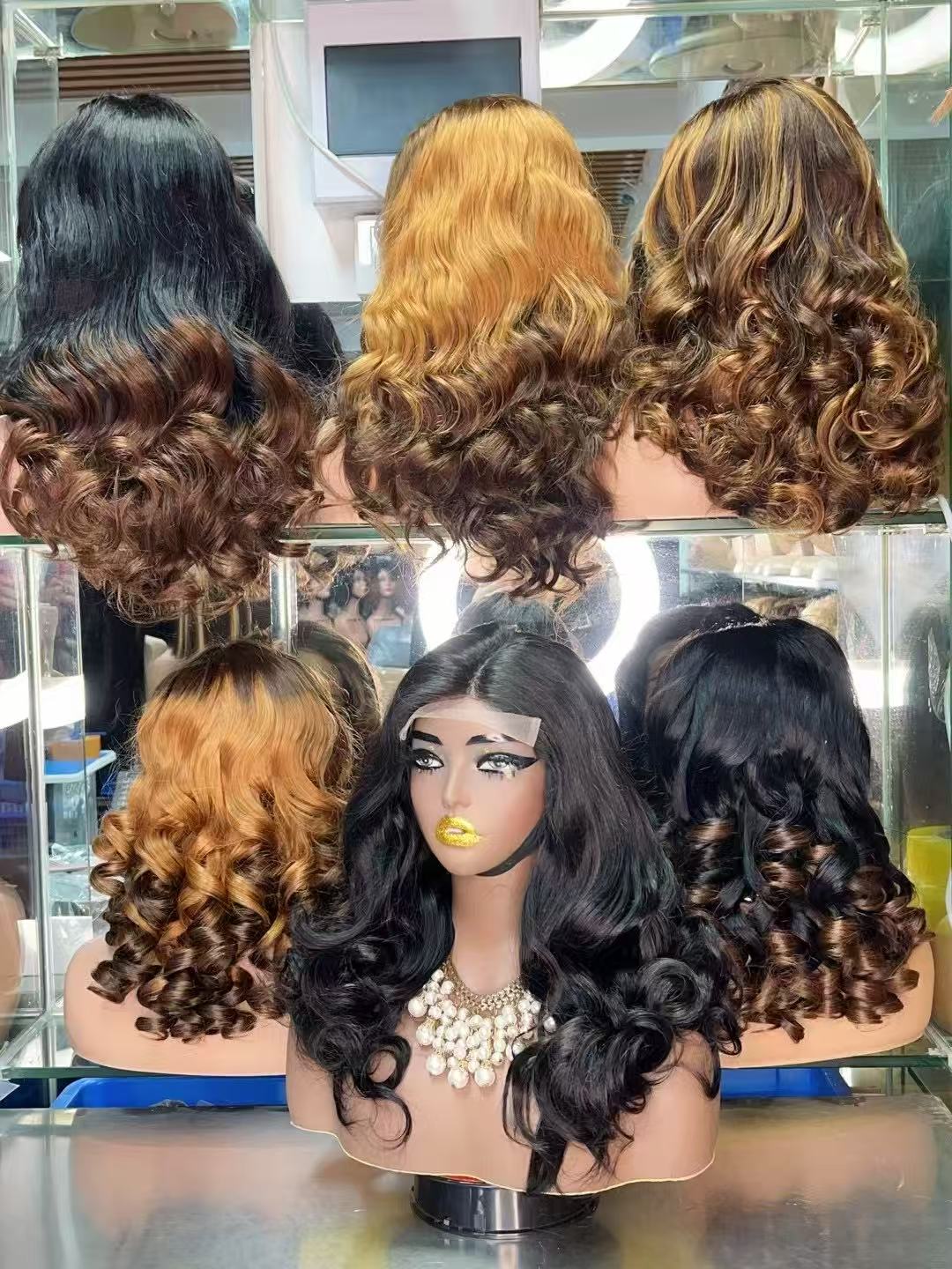 100% Virgin Human Hair 22-Inch Bouncy Curl Wig - Voluminous Long Wave