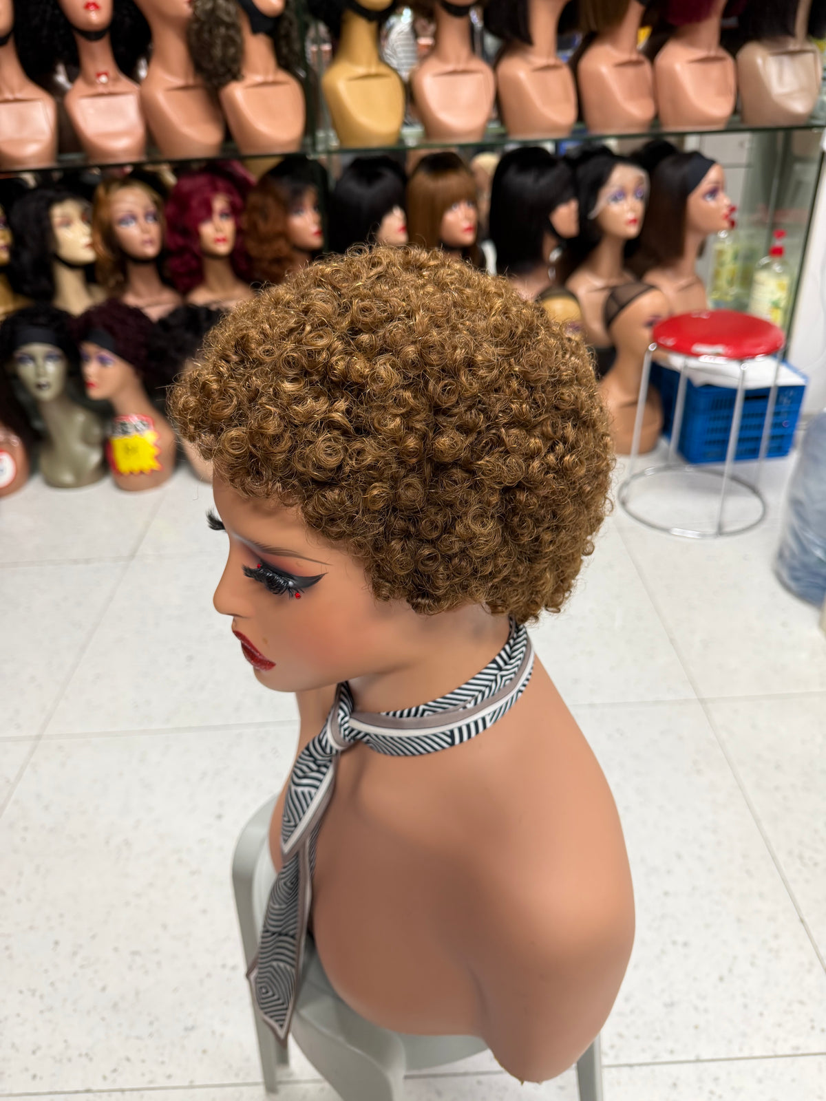 High Density Short Curly Pixie Cut Wig - 125g 100% Virgin Remy Human Hair (Lamb Wool Curls)