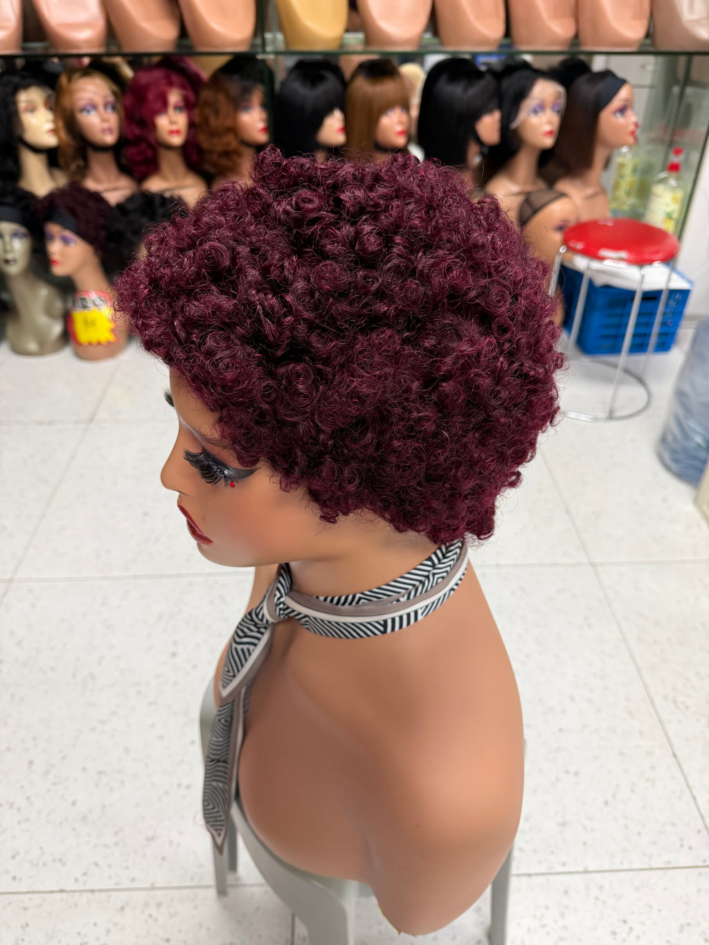 High Density Short Curly Pixie Cut Wig - 125g 100% Virgin Remy Human Hair (Lamb Wool Curls)