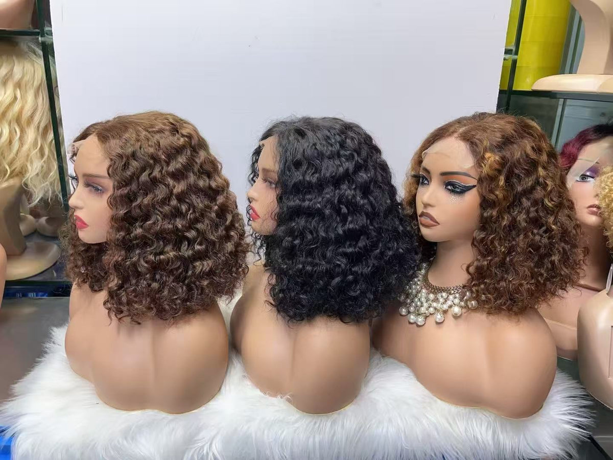 4x4 Lace Closure Short Curly Bob Wig - 255g Heavy Density 100% Virgin Human Hair